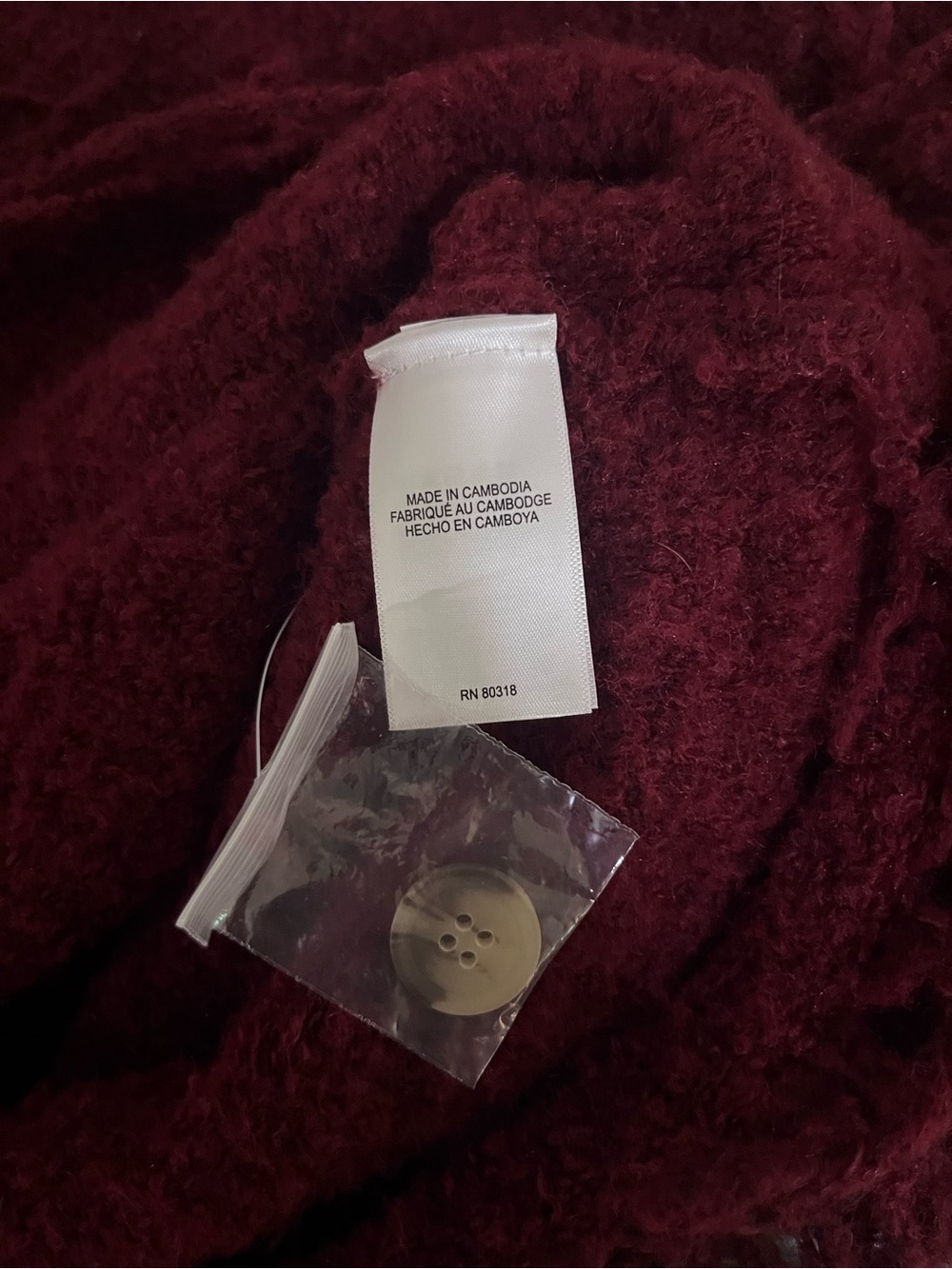 Lucky Brand Deep Burgundy Fringe Button-Front Cardigan - Picture 4 of 5